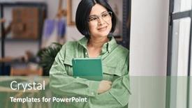  Presentation with chinese - Slide set featuring young-chinese-woman-artist-smiling background and a seafoam green colored foreground