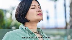  Presentation with breathing - Presentation design with young-chinese-woman-breathing background and a light blue colored foreground