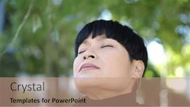  Presentation with breathing - Slides having young-chinese-woman-breathing background and a coral colored foreground