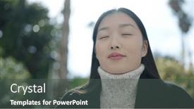  Presentation with breathing - PPT theme featuring young-chinese-woman-breathing background and a dark gray colored foreground