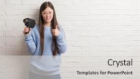  Presentation with medicina tradicional chinesa chinese herb - Amazing theme having young chinese woman filming holding backdrop and a  colored foreground