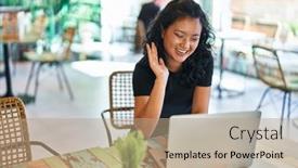  Presentation with chinese restaurant - Slide set having young-chinese-woman-having-video background and a coral colored foreground