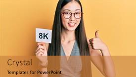  Presentation with chinese chinese - PPT theme consisting of young-chinese-woman-holding-8k background and a gold colored foreground