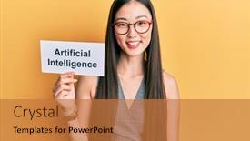  Presentation with artificial teeth - Presentation theme enhanced with young-chinese-woman-holding-artificial background and a coral colored foreground