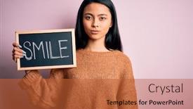  Presentation with blackboard - Amazing presentation theme having young-chinese-woman-holding-blackboard backdrop and a red colored foreground