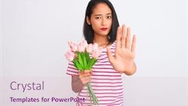  Presentation with chinese - PPT theme enhanced with young-chinese-woman-holding-bouquet background and a lemonade colored foreground