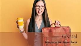  Presentation with leather bag - Beautiful presentation featuring young-chinese-woman-holding-leather backdrop and a red colored foreground
