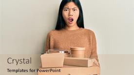  Presentation with chinese food - Theme featuring young-chinese-woman-holding-take background and a coral colored foreground