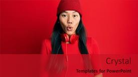  Presentation with listening woman - Beautiful theme featuring young-chinese-woman-listening backdrop and a crimson colored foreground