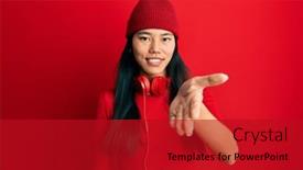  Presentation with listening woman - Amazing theme having young-chinese-woman-listening backdrop and a crimson colored foreground
