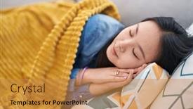  Presentation with chinese chinese - Slide deck enhanced with young-chinese-woman-lying background and a gold colored foreground