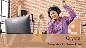  Presentation with piano keyboard - Presentation with young-chinese-woman-musician-playing background and a coral colored foreground