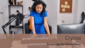  Presentation with piano keyboard - Presentation having young-chinese-woman-musician-playing background and a coral colored foreground