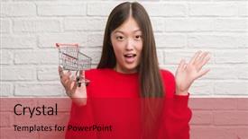  Presentation with brick wall - Beautiful slide deck featuring young chinese woman over brick backdrop and a  colored foreground