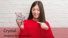  Presentation with brick wall - Slide deck with young chinese woman over brick background and a  colored foreground
