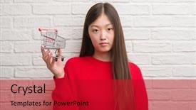  Presentation with brick wall - PPT theme consisting of young chinese woman over brick background and a crimson colored foreground