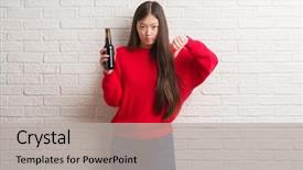  Presentation with medicina tradicional chinesa chinese herb - Theme having young chinese woman over brick background and a light gray colored foreground