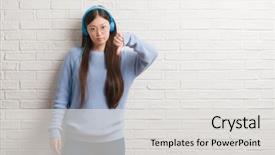  Presentation with brick wall - PPT layouts consisting of young chinese woman over brick background and a  colored foreground