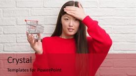  Presentation with brick wall - Audience pleasing theme consisting of young chinese woman over brick backdrop and a crimson colored foreground