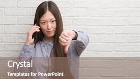  Presentation with brick wall - Presentation theme with young chinese woman over brick background and a violet colored foreground