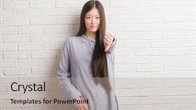  Presentation with medicina tradicional chinesa chinese herb - Colorful slide deck enhanced with young chinese woman over brick backdrop and a light gray colored foreground