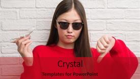  Presentation with brick wall - Cool new slides with young chinese woman over brick backdrop and a crimson colored foreground