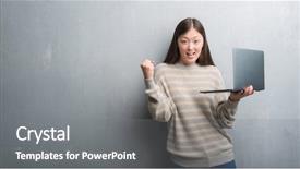  Presentation with chinese chinese - Colorful theme enhanced with young chinese woman over grey backdrop and a gray colored foreground