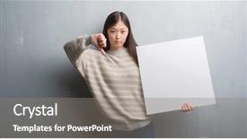  Presentation with chinese chinese - Beautiful PPT layouts featuring young chinese woman over grey backdrop and a  colored foreground
