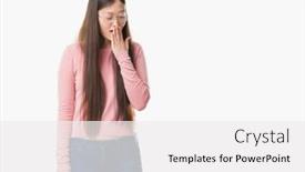  Presentation with sleepiness - Amazing slide set having young chinese woman over isolated background wearing glasses bored yawning tired covering mouth with hand restless and sleepiness backdrop and a white colored foreground