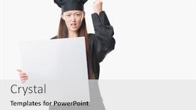  Presentation with yelling - Audience pleasing theme consisting of young-chinese-woman-over-isolated backdrop and a white colored foreground