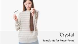  Presentation with credit card - Beautiful theme featuring young chinese woman over isolated backdrop and a  colored foreground