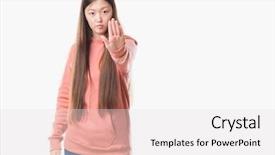  Presentation with woman sport - Audience pleasing PPT layouts consisting of young chinese woman over isolated backdrop and a  colored foreground