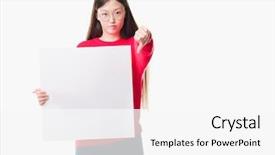  Presentation with chinese chinese - Theme enhanced with young chinese woman over isolated background and a  colored foreground