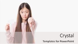  Presentation with chinese chinese - Slide deck consisting of young chinese woman over isolated background and a light gray colored foreground