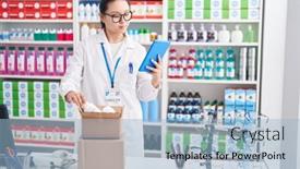  Presentation with chinese - Presentation theme consisting of young-chinese-woman-pharmacist-using background and a light blue colored foreground