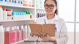  Presentation with chinese chinese - PPT theme consisting of young-chinese-woman-pharmacist-writing background and a coral colored foreground