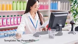  Presentation with chinese medical - Theme featuring young-chinese-woman-pharmacist-writing background and a light gray colored foreground