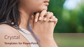  Presentation with closed - Presentation featuring young-chinese-woman-praying background and a lemonade colored foreground