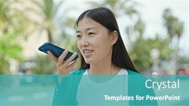  Presentation with voice - Slides featuring young-chinese-woman-sending-voice and a teal colored foreground