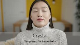  Presentation with breathing - Presentation design consisting of young-chinese-woman-sitting background and a light gray colored foreground