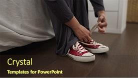  Presentation with shoe - PPT layouts having young-chinese-woman-sitting background and a wine colored foreground