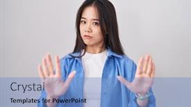  Presentation with forbidden - Slides featuring young-chinese-woman-standing-over background and a teal colored foreground