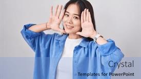  Presentation with chinese chinese - PPT layouts having young-chinese-woman-standing-over background and a light blue colored foreground