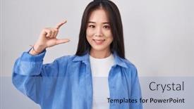  Presentation with chinese - PPT theme consisting of young-chinese-woman-standing-over and a light blue colored foreground