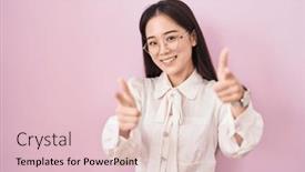  Presentation with chinese - PPT theme with young-chinese-woman-standing-over and a lemonade colored foreground