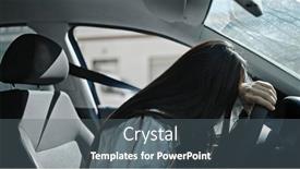  Presentation with stressed - Theme having young-chinese-woman-stressed-driving and a  colored foreground