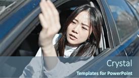  Presentation with stressed - PPT theme enhanced with young-chinese-woman-stressed-driving and a  colored foreground