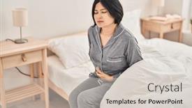  Presentation with pain - Slide set enhanced with young-chinese-woman-suffering background and a light gray colored foreground