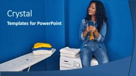  Presentation with chinese laundry - PPT layouts enhanced with young-chinese-woman-using-smartphone background and a ocean colored foreground