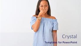  Presentation with bad breath - Beautiful slide deck featuring young-chinese-woman-wearing-blue backdrop and a lemonade colored foreground